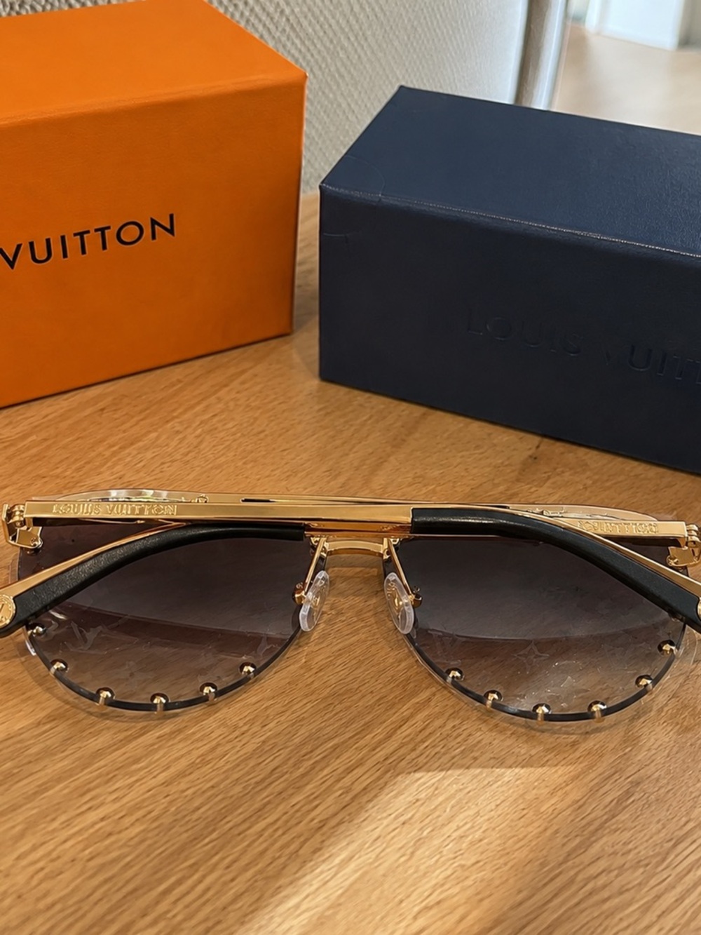 Louis Vuitton Gold Frame Sunglasses with Black Gradient Lenses